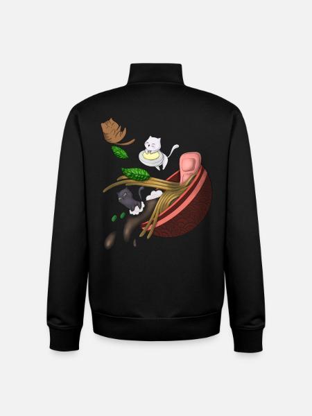 Whimsical Cat Noodle - Unisex Organic Zip Sweatshirt by Stanley/Stella - black