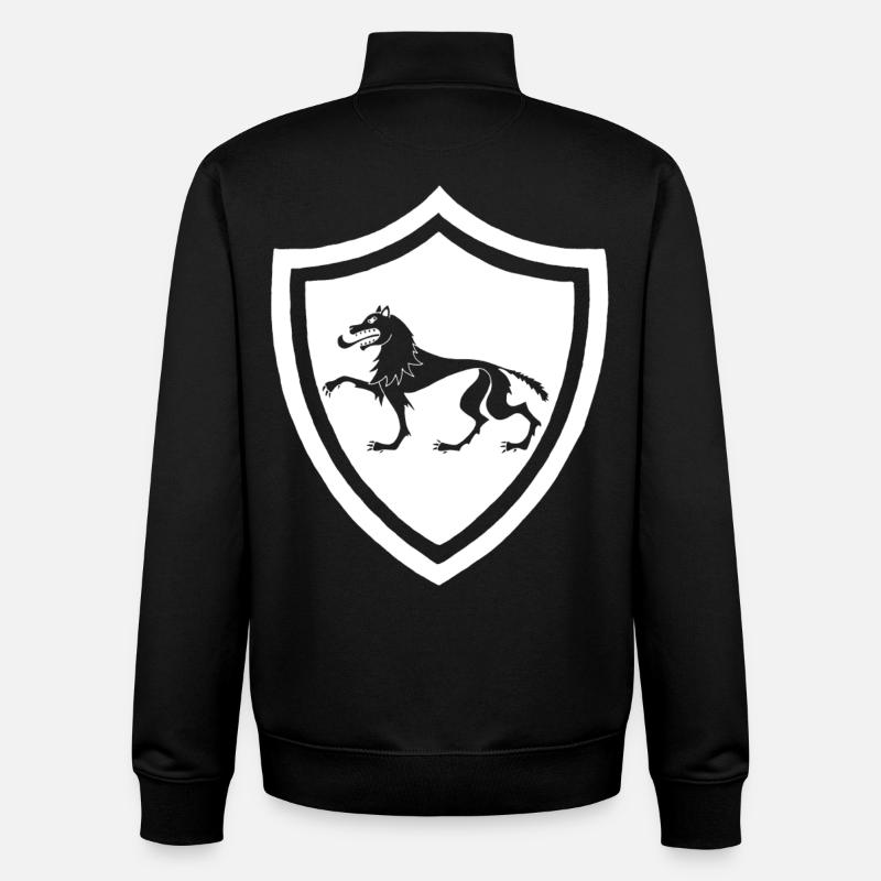 Symbole du loup blanc médiéval - Sweat zippé unisexe en coton bio Stanley/Stella - noir