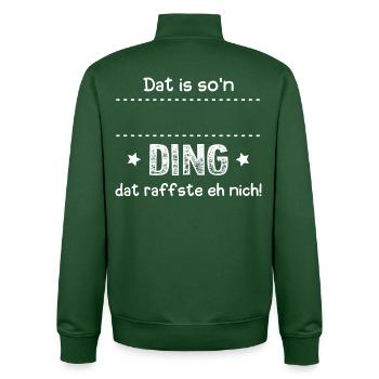 Dat Raffste Eh Nich! Vorname Personalisierbar - Unisex Organic Zip Sweatshirt von Stanley/Stella - Flaschengrün - Hinten - AI Model Male 185 dark (185cm)