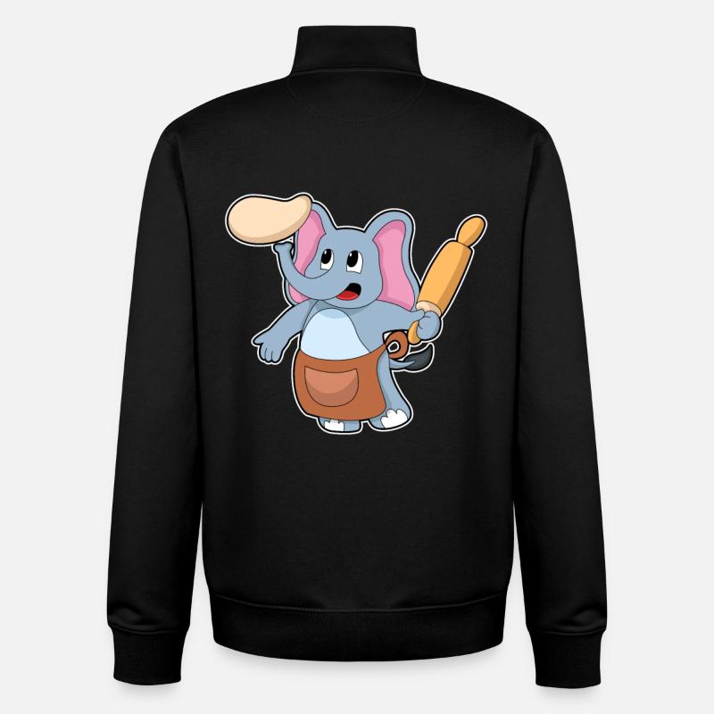 Elefant Bäcker Nudelholz Backen - Unisex Organic Zip Sweatshirt von Stanley/Stella - Schwarz