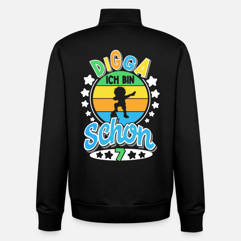 Digga Ich Bin Schon 7 Fußball Dabbing - Unisex Organic Zip Sweatshirt von Stanley/Stella - Schwarz