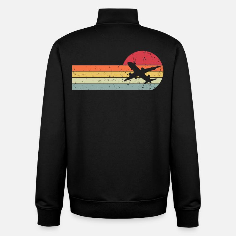 Avion - Sweat zippé unisexe en coton bio Stanley/Stella - noir