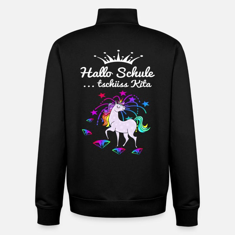 Einhorn Einschulung - Unisex Organic Zip Sweatshirt von Stanley/Stella - Schwarz