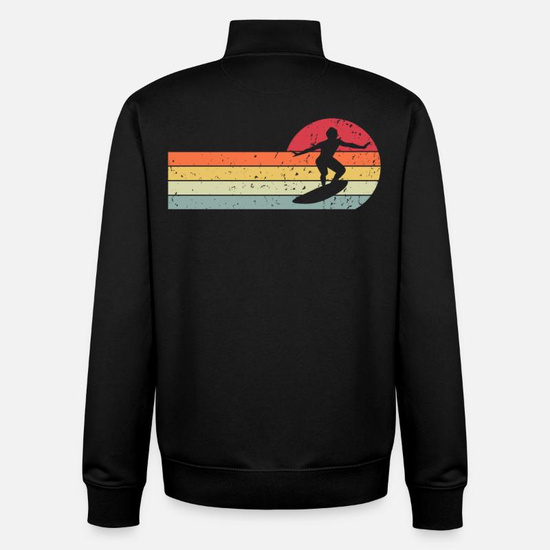 Surfeur - Sweat zippé unisexe en coton bio Stanley/Stella - noir