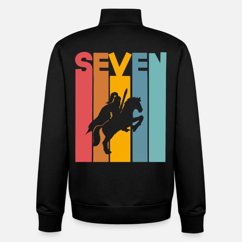 7 ans chevalier anniversaire d’enfant - Sweat zippé unisexe en coton bio Stanley/Stella - noir