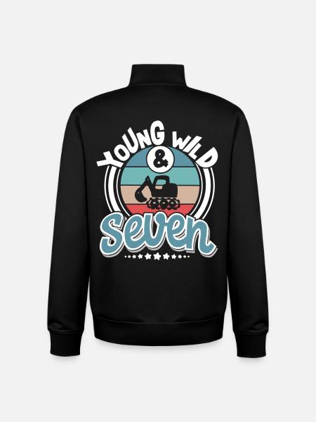 Pelles 7 ans d’anniversaire d’enfant - Sweat zippé unisexe en coton bio Stanley/Stella - noir