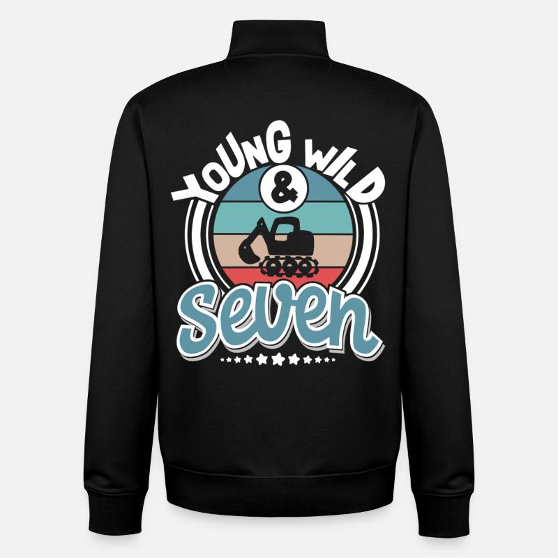 Bagger 7 Jahre Kindergeburtstag - Unisex Organic Zip Sweatshirt von Stanley/Stella - Schwarz