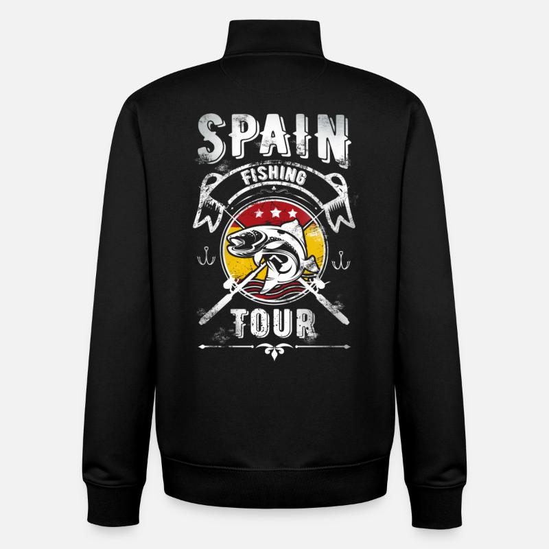 Espagne Pêche Tour - Sweat zippé unisexe en coton bio Stanley/Stella - noir