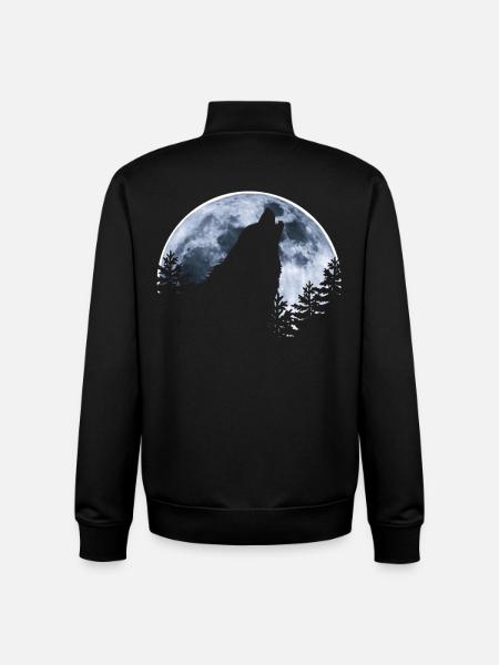 Wolf howls moon - Wolf's silhouette - Unisex Organic Zip Sweatshirt by Stanley/Stella - black