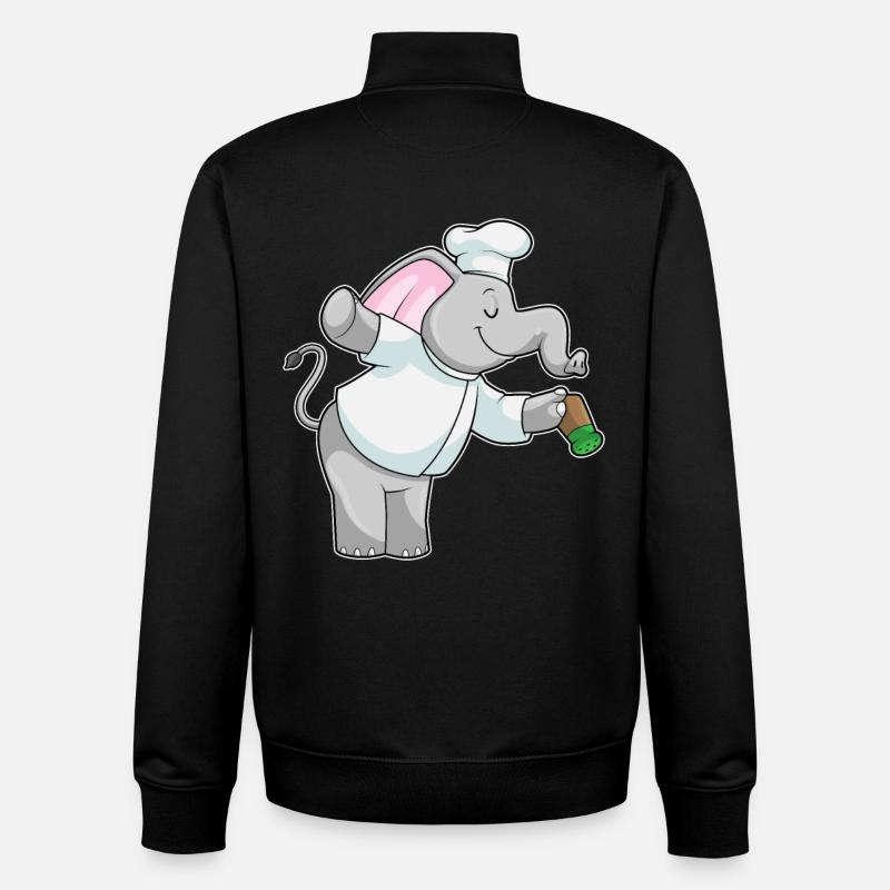 Éléphant comme cuisinier avec salière - Sweat zippé unisexe en coton bio Stanley/Stella - noir
