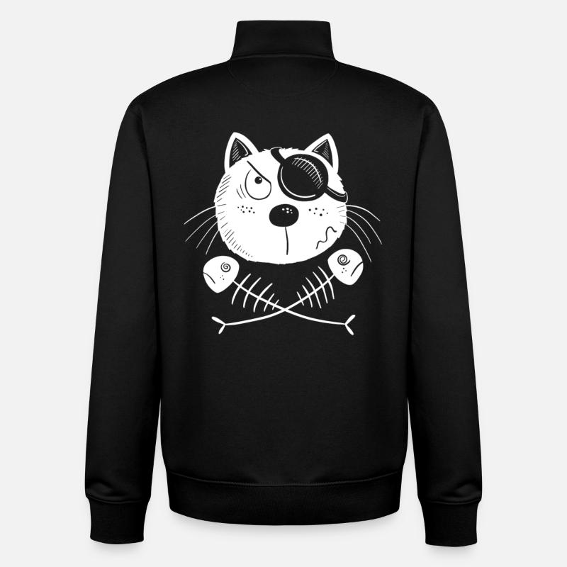 Drôle de chat pirate - Sweat zippé unisexe en coton bio Stanley/Stella - noir