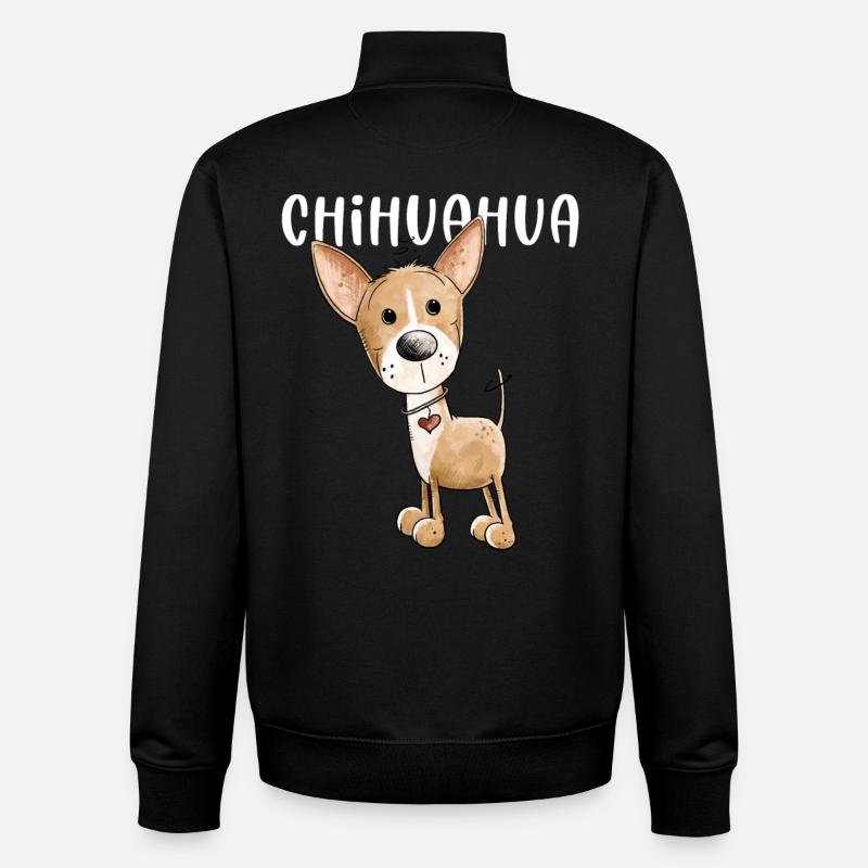 Joyeux chien Chihuahua - Sweat zippé unisexe en coton bio Stanley/Stella - noir