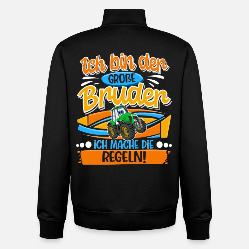 Traktor Großer Bruder - Unisex Organic Zip Sweatshirt von Stanley/Stella - Schwarz