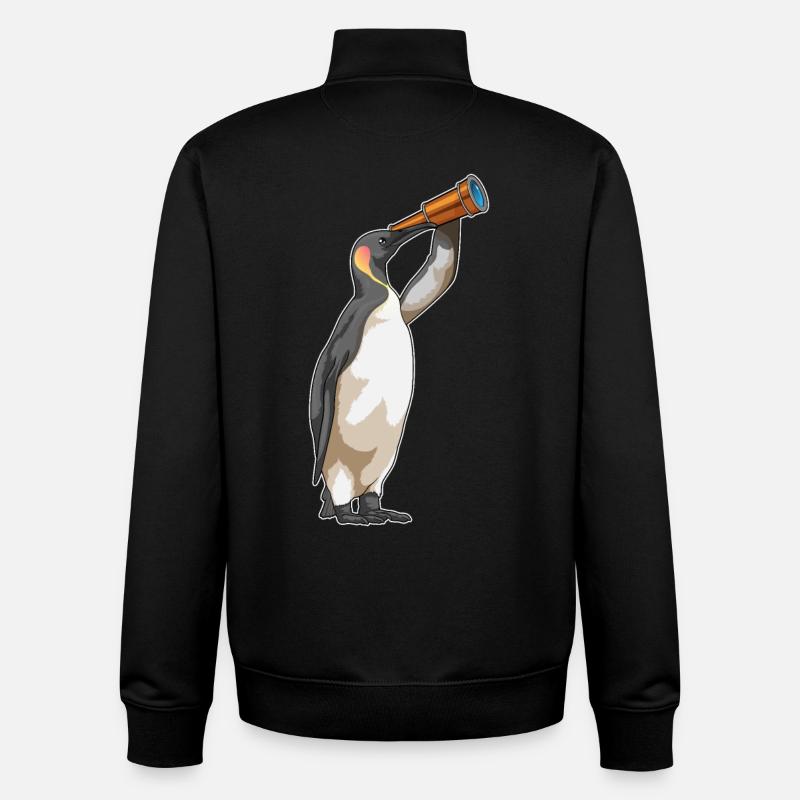 Pingouin avec télescope - Sweat zippé unisexe en coton bio Stanley/Stella - noir