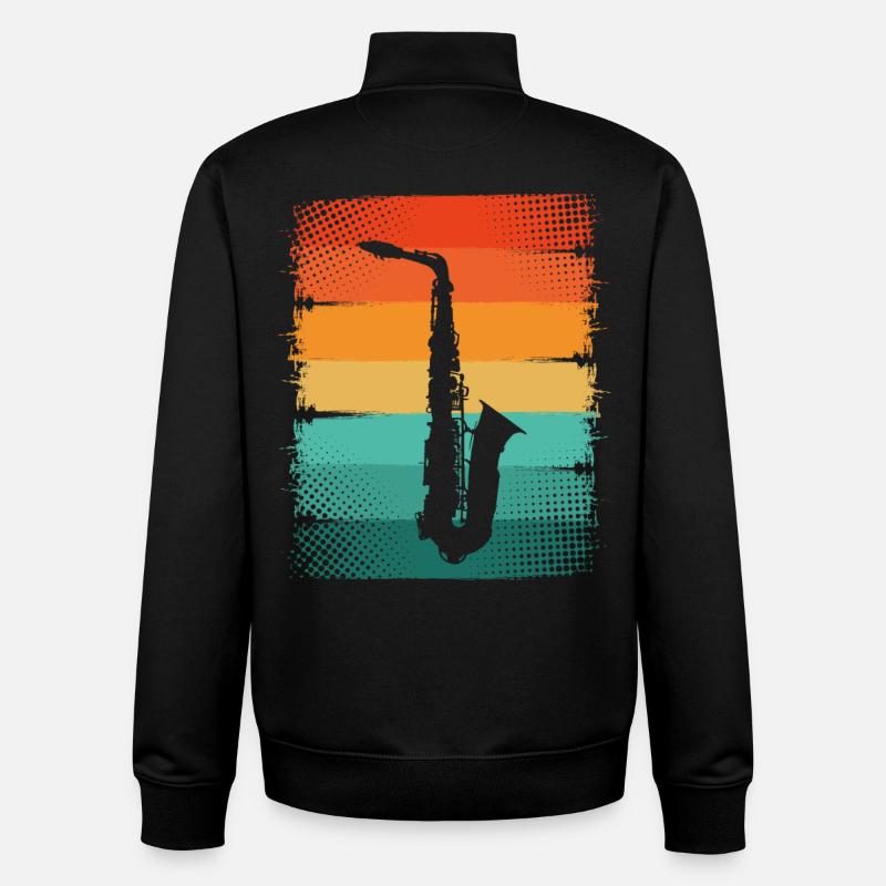 Saxophone Saxophoniste - Sweat zippé unisexe en coton bio Stanley/Stella - noir