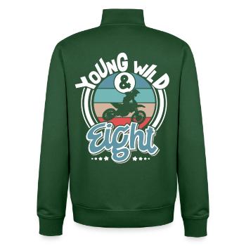 Motocross children 8 years - Unisex Organic Zip Sweatshirt by Stanley/Stella - bottle green - Back - AI Model Male 185 dark (185cm)