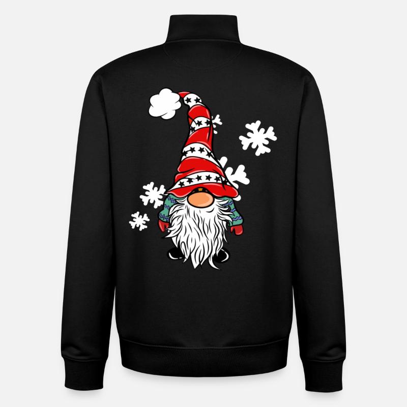 Weihnachts Wichtel mit Schneeflocken - Unisex Organic Zip Sweatshirt von Stanley/Stella - Schwarz