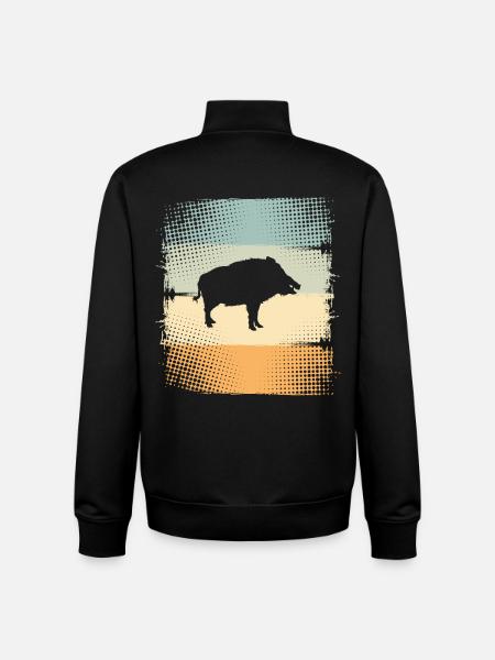 Sanglier - Sweat zippé unisexe en coton bio Stanley/Stella - noir