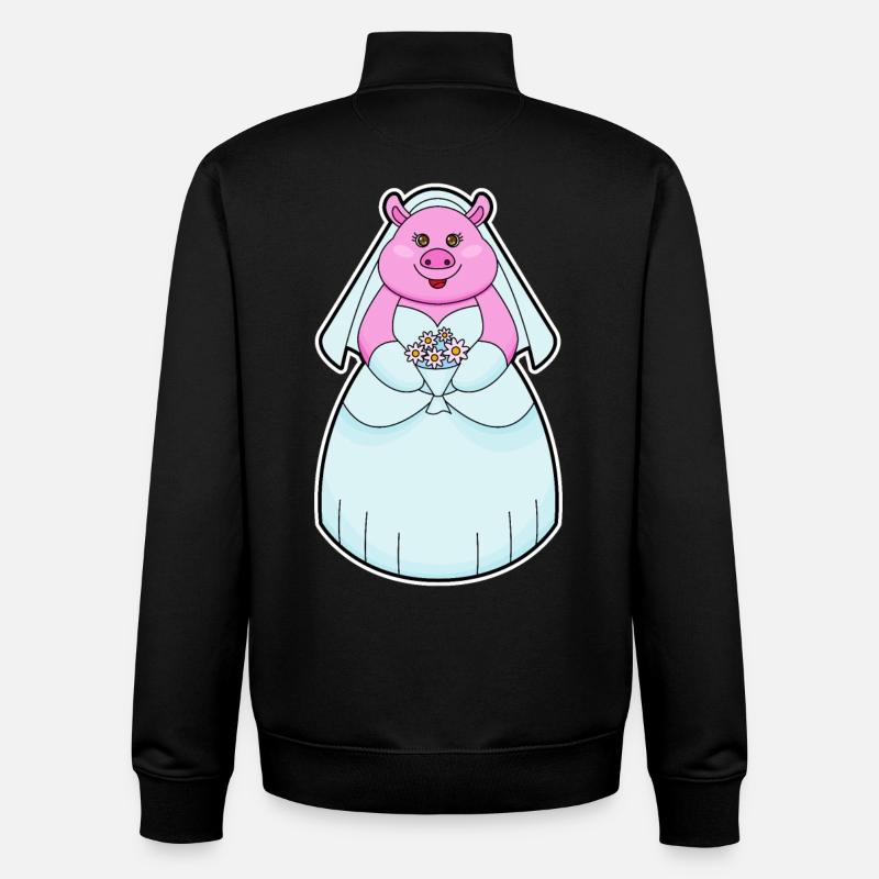 Cochon comme mariée avec voile - Sweat zippé unisexe en coton bio Stanley/Stella - noir