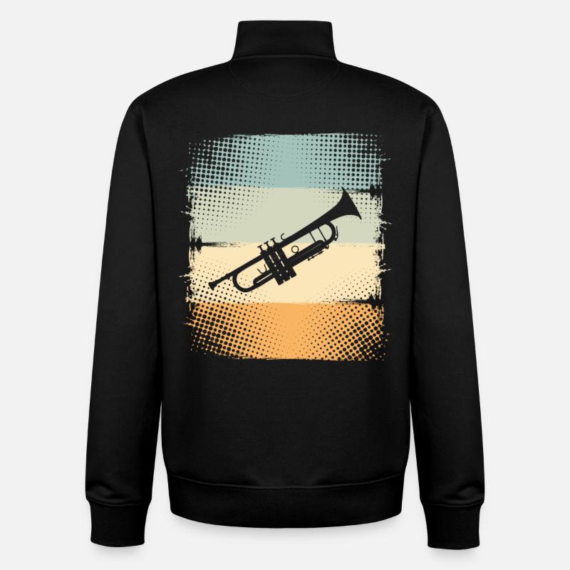 Trompette - Sweat zippé unisexe en coton bio Stanley/Stella - noir