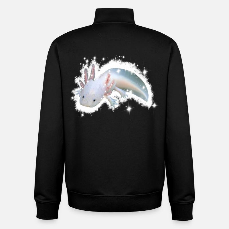 white axolotl - Unisex Organic Zip Sweatshirt by Stanley/Stella - black