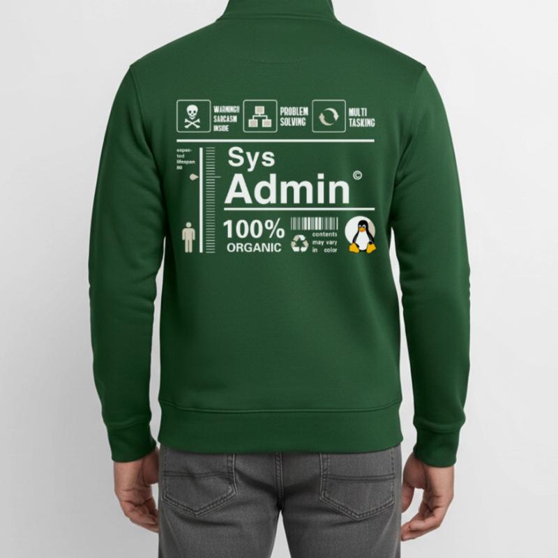 Sys Admin Penguin Computer Nerd pc Board cpu inh Unisex Organic Zip Sweatshirt by Stanley/Stella