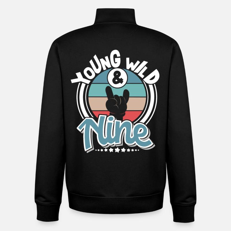 9 ans 9ème anniversaire - Sweat zippé unisexe en coton bio Stanley/Stella - noir