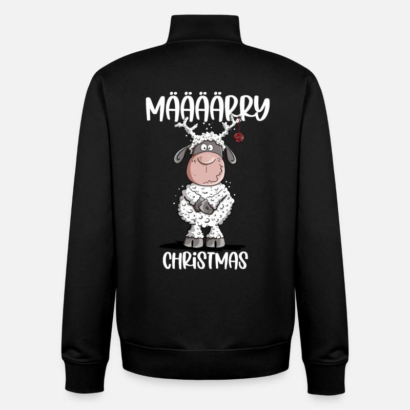 Määärry Christmas Sheep plays reindeer - Unisex Organic Zip Sweatshirt by Stanley/Stella - black