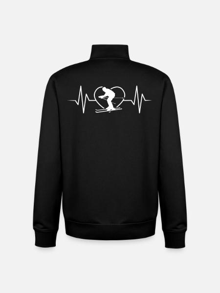 Ski heartbeat - Unisex Organic Zip Sweatshirt by Stanley/Stella - black