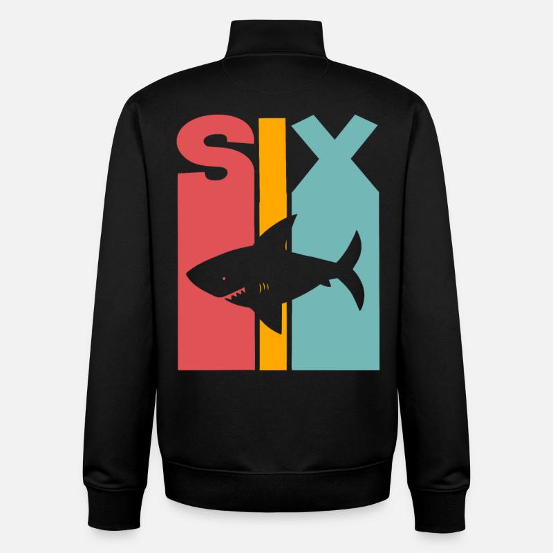 6ème anniversaire 6 ans requin - Sweat zippé unisexe en coton bio Stanley/Stella - noir