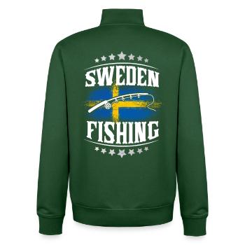 Sweden Fishing Fishing Angler - Unisex Organic Zip Sweatshirt by Stanley/Stella - bottle green - Back - AI Model Male 185 dark (185cm)