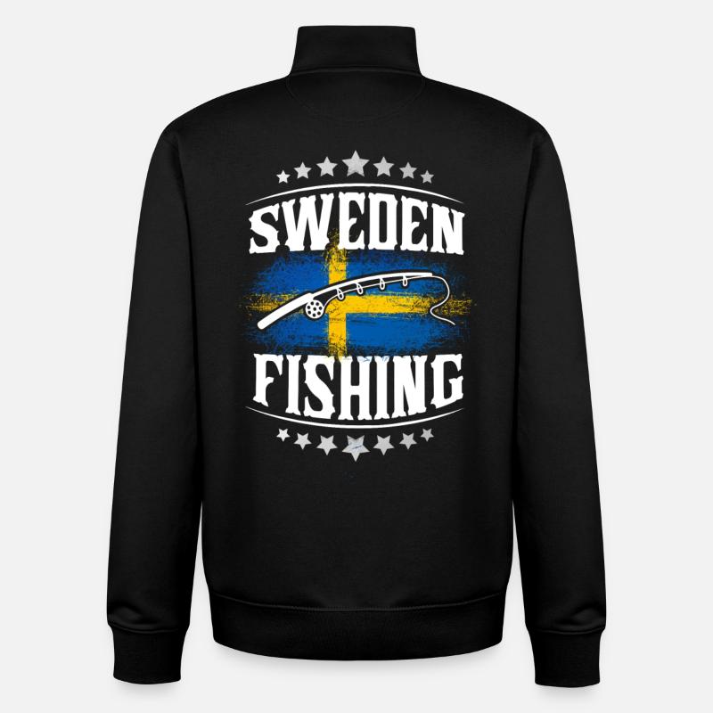 Suède Pêche Pêcheur Pêcheur - Sweat zippé unisexe en coton bio Stanley/Stella - noir