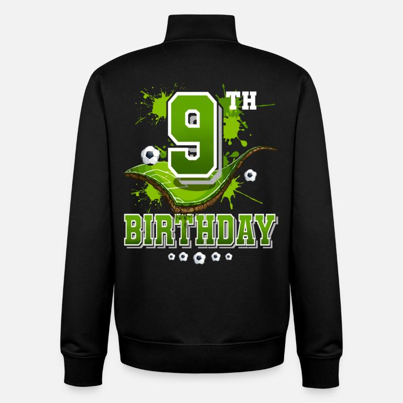 9ème anniversaire Football 9 ans - Sweat zippé unisexe en coton bio Stanley/Stella - noir