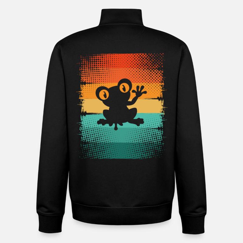 Grenouille - Sweat zippé unisexe en coton bio Stanley/Stella - noir