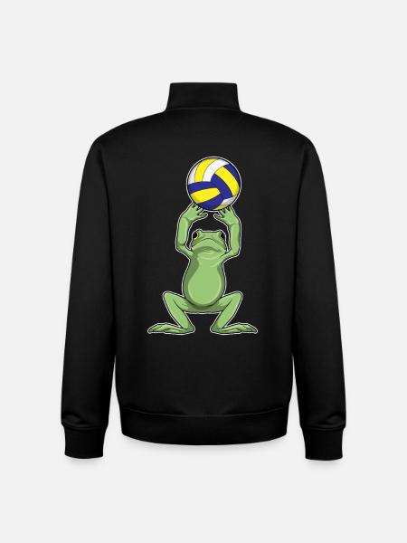 Frog Volleyball Player Volleyball - Unisex Organic Zip Sweatshirt by Stanley/Stella - black