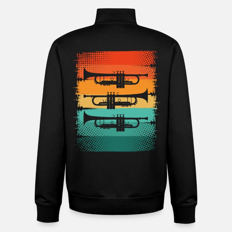 Trompette - Sweat zippé unisexe en coton bio Stanley/Stella - noir