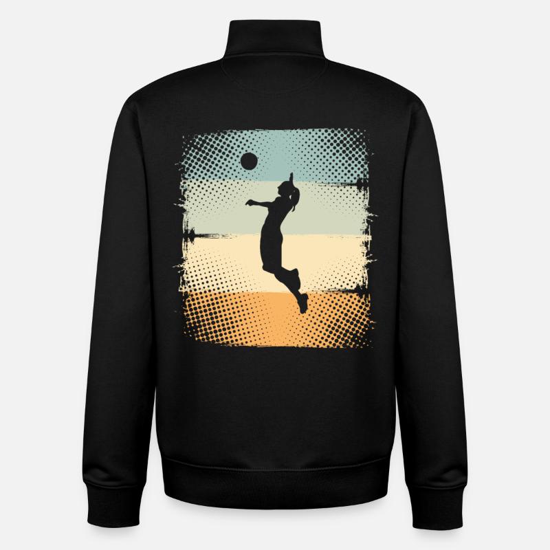 Volley-ball - Sweat zippé unisexe en coton bio Stanley/Stella - noir