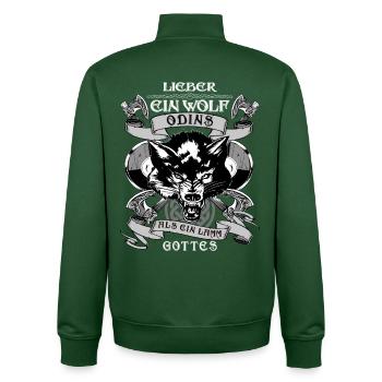 Nordmann nordische Mythologie - Ein Wolf Odins - Unisex Organic Zip Sweatshirt von Stanley/Stella - Flaschengrün - Hinten - AI Model Male 185 dark (185cm)