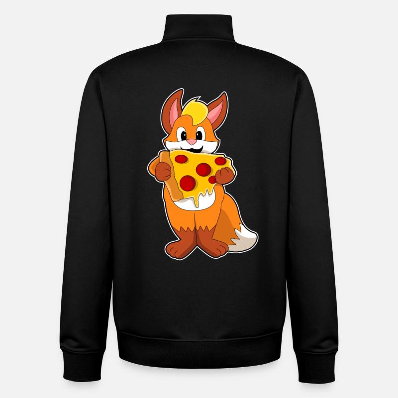Fuchs mit Pizza - Unisex Organic Zip Sweatshirt von Stanley/Stella - Schwarz