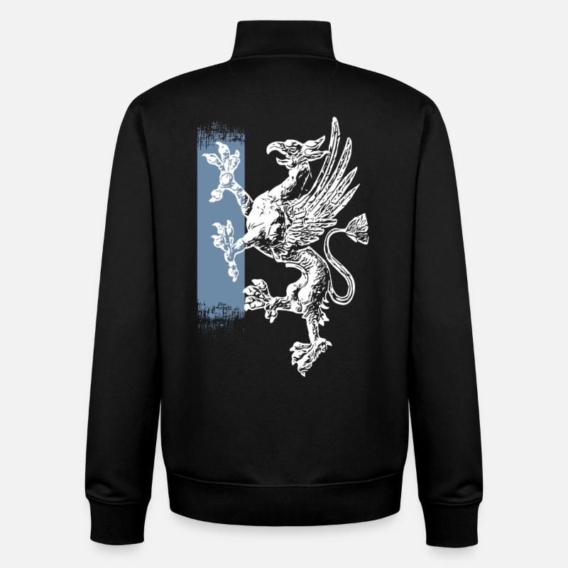 Rostock - standing griffin - blue white - Unisex Organic Zip Sweatshirt by Stanley/Stella - black