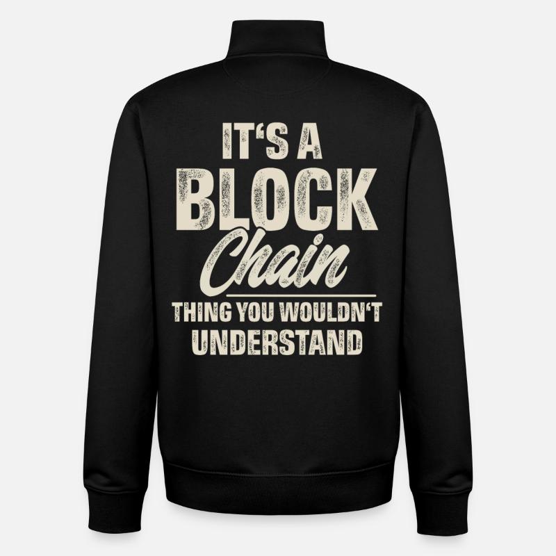 Crypto Blockchain - Sweat zippé unisexe en coton bio Stanley/Stella - noir