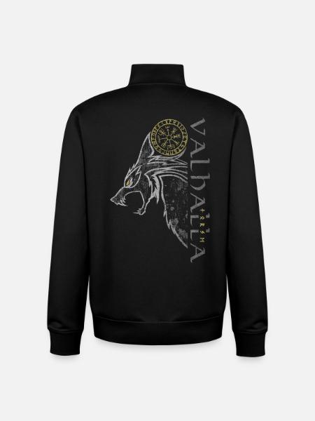 Valhalla Wolf Vegvisir Viking Runic Compass - Unisex Organic Zip Sweatshirt by Stanley/Stella - black