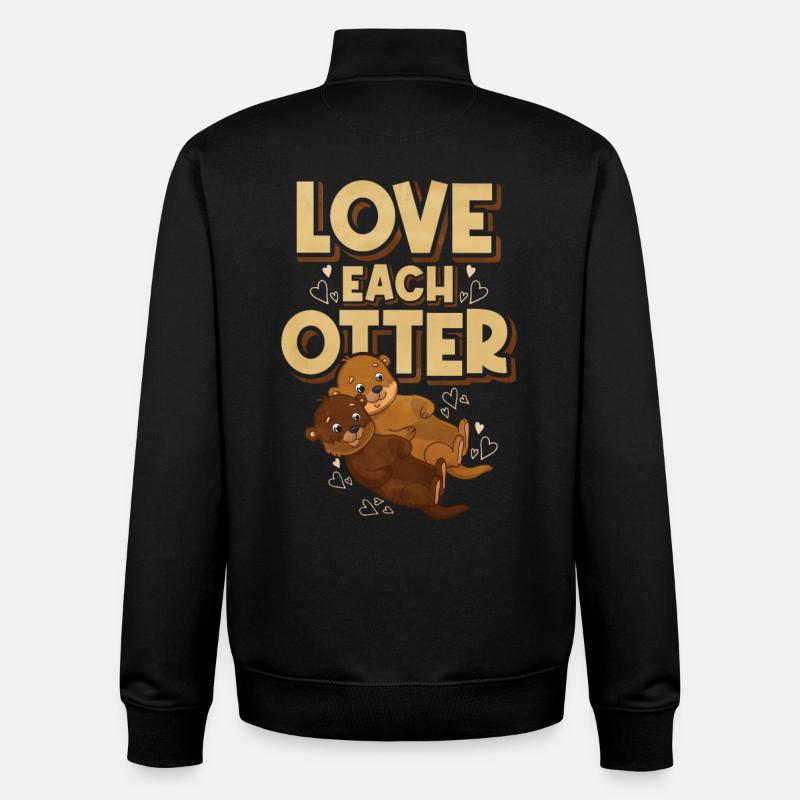 gift idea - love each otter - Unisex Organic Zip Sweatshirt by Stanley/Stella - black