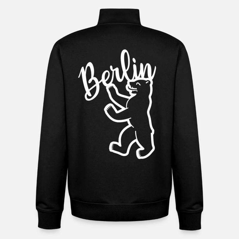 Ours de Berlin - Sweat zippé unisexe en coton bio Stanley/Stella - noir