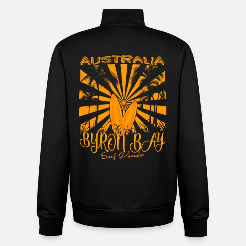 Byron Bay Australie Surfing Paradise - Sweat zippé unisexe en coton bio Stanley/Stella - noir