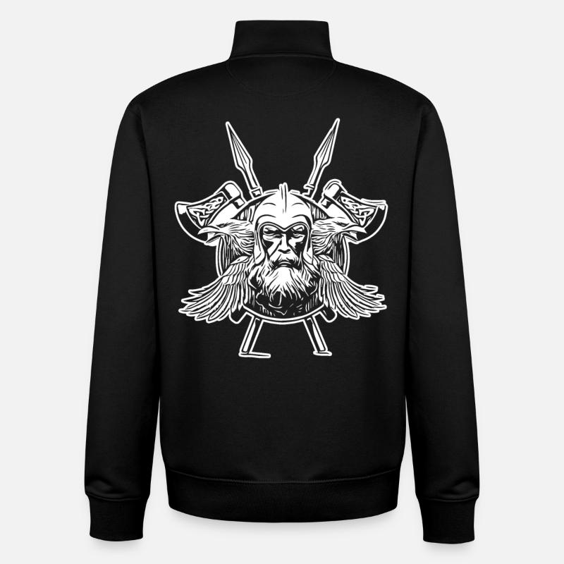 Odin Raben Wikinger Äxte - Unisex Organic Zip Sweatshirt von Stanley/Stella - Schwarz