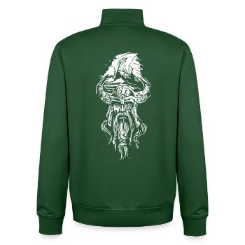 Vikings avec voilier - Sweat zippé unisexe en coton bio Stanley/Stella - vert bouteille - Dos - AI Model Male 185 dark (185cm)