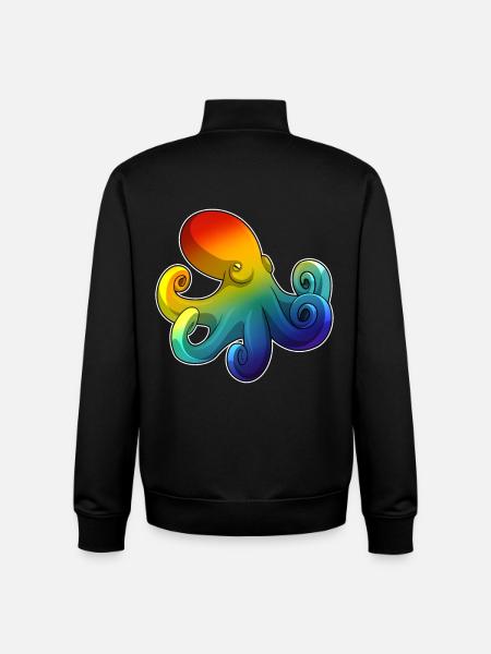 Octopus Rainbow - Unisex Organic Zip Sweatshirt by Stanley/Stella - black