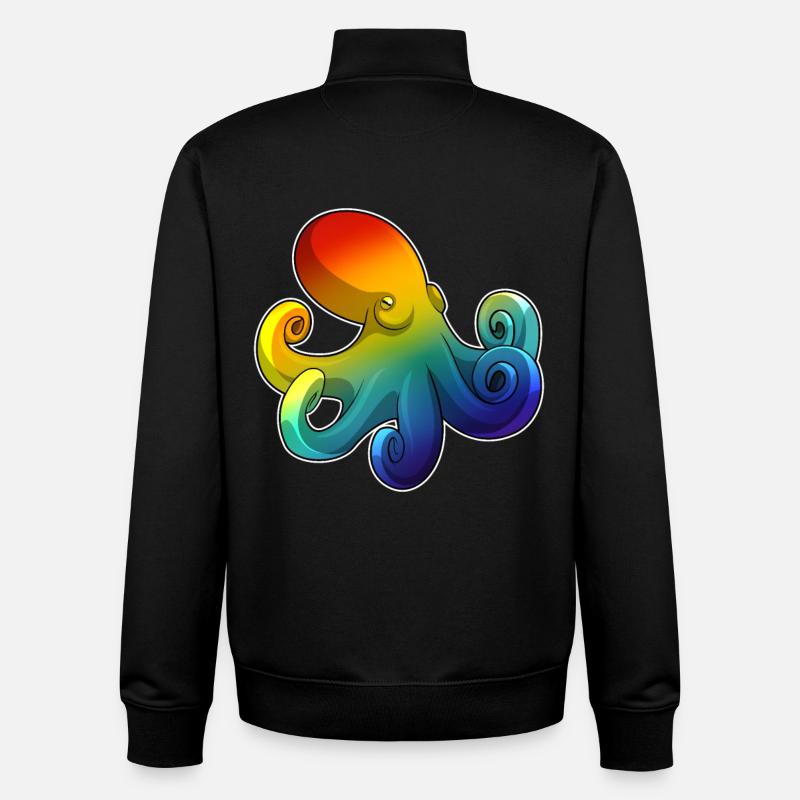 Octopus Rainbow - Unisex Organic Zip Sweatshirt by Stanley/Stella - black