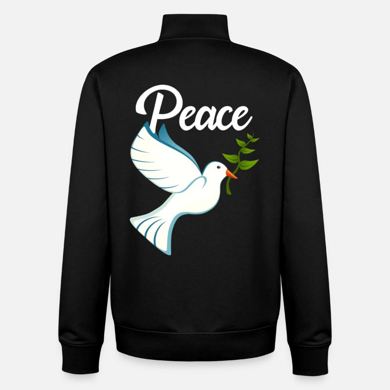 PAIX Colombe de la Paix - Sweat zippé unisexe en coton bio Stanley/Stella - noir